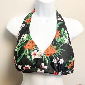 Floral Faux Wrap Halter Bikini Top